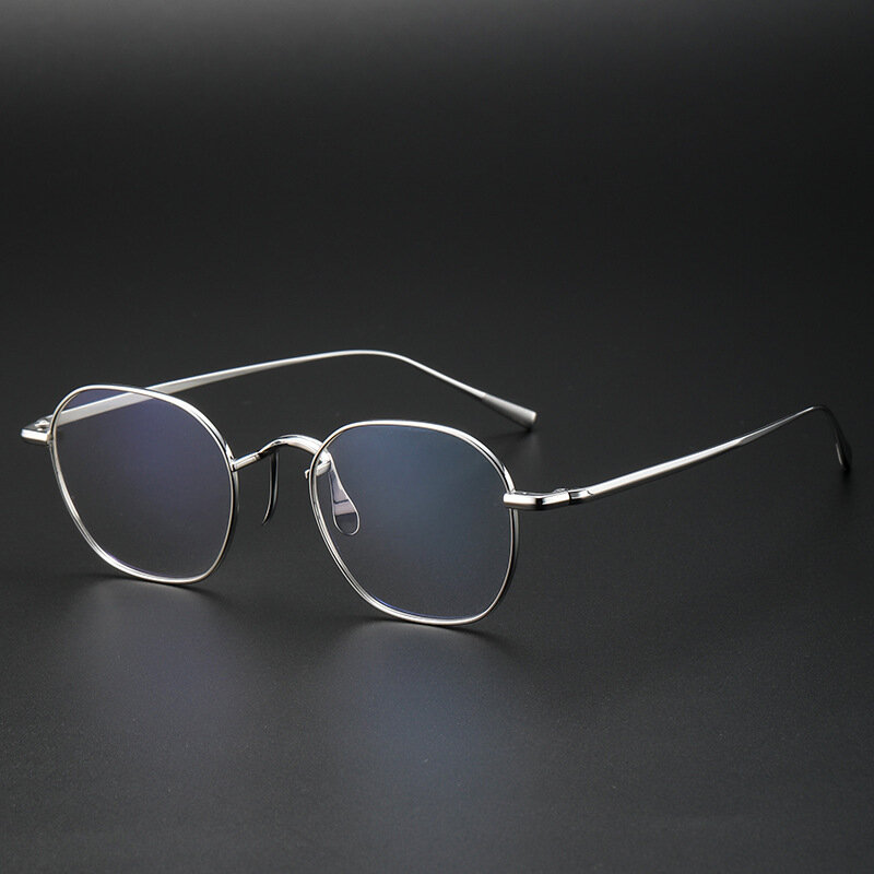 Retro Pure Titanium Square Glasses Frame Men Eyeglasses Ring Brand Design Fashion Handmade Round Rim Prescription Eyewear