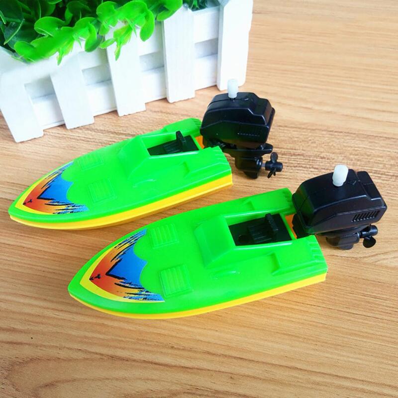 Plastic Wind-up Speed Clockwork Boat Motorboat Kids Children Bath Toy Racing Ship Summer Water Sports Floating Water Kids Toys