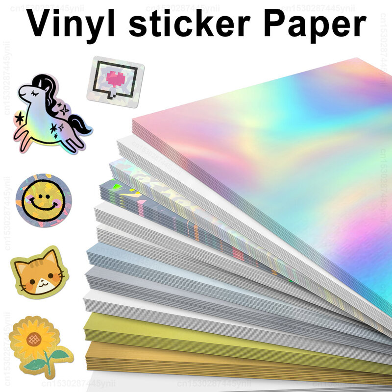 10 lembar kertas stiker vinil meja cetak tahan air kertas salinan transparan A4 untuk Printer Inkjet DIY stiker Label berperekat