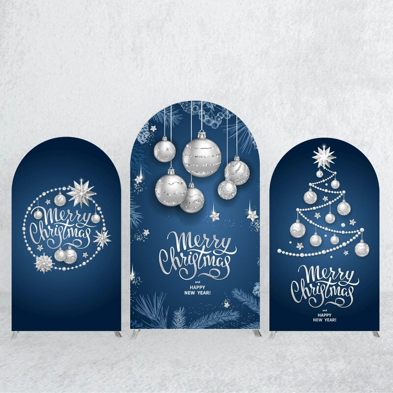Couverture de toile de fond d'arc de thème de joyeux Noël, adaptée à la bonne année, fond de photographie, décoration de ballon, tissu élastique