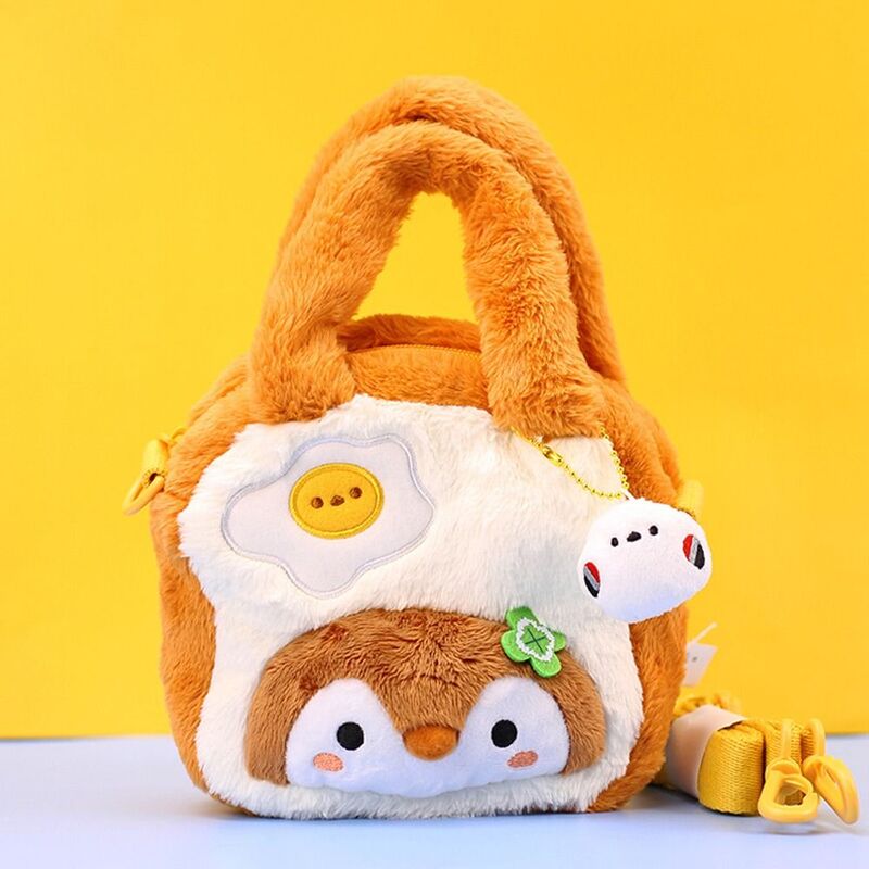 Bolso cruzado de pingüino de peluche de huevos, bolso de mano de animales Kawaii, bolso de compras de estilo coreano de dibujos animados