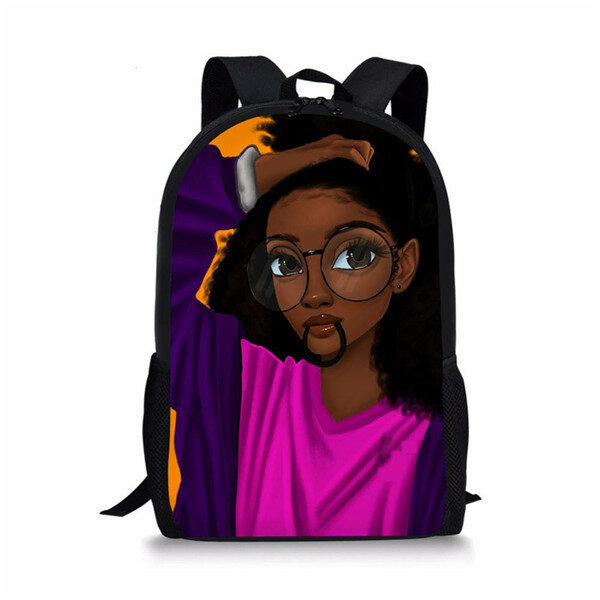 African Black Hairstyle High Students Backpack for Teenager Backpack Travel Shopping Shoulder Bag Women Multifunctional Backpack
