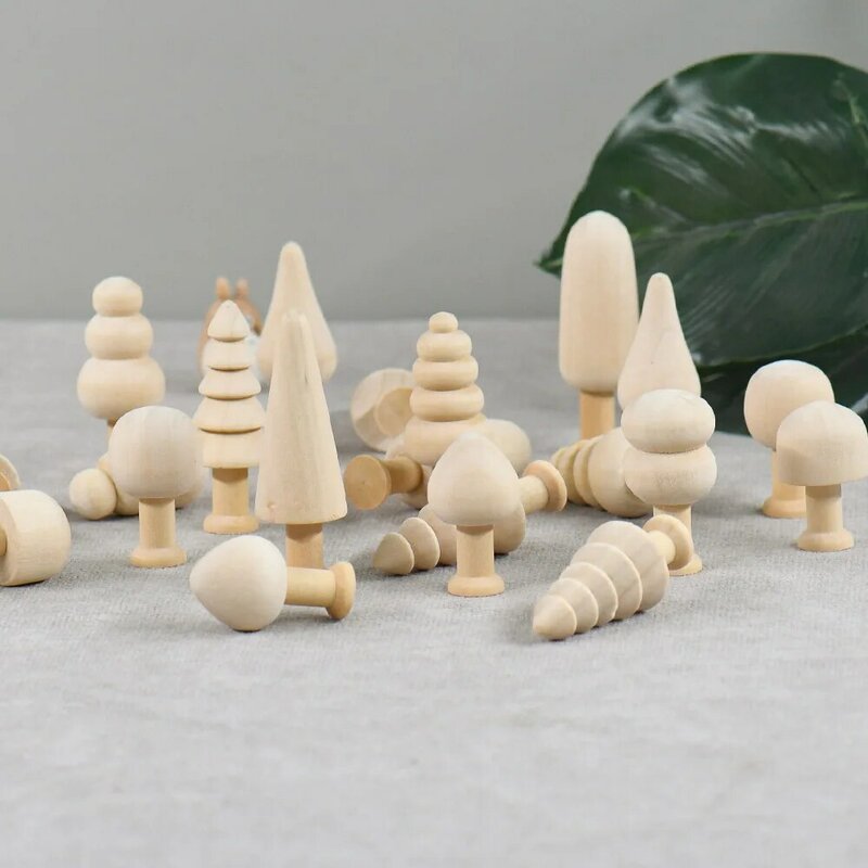 2Pcs DIY Simulated Mushroom Ornaments Sets Natural Wooden Unfinished Mushroom Crafts Painting Peg Dolls Handmade Kids Toys