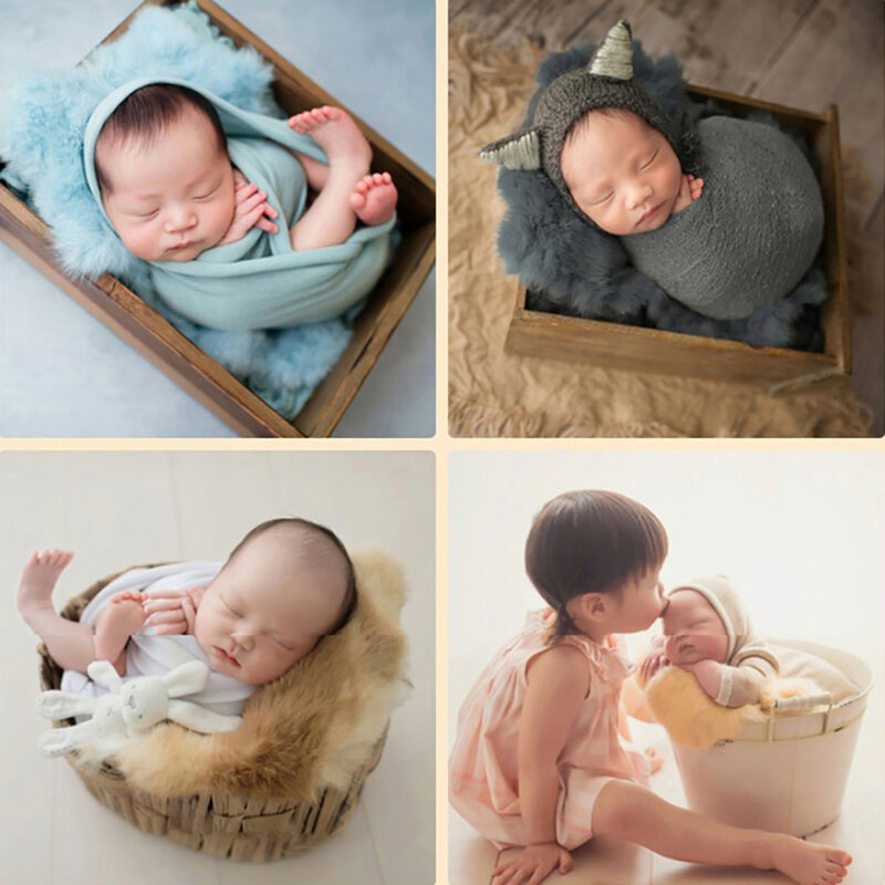 2023 Alat Peraga Fotografi Baru Lahir Bulu Kelinci untuk Bayi Perempuan Aksesori Foto Lahir Selimut Latar Belakang Pengambilan Foto Yang Baru Lahir