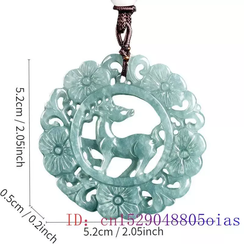 Burmese Jadeite Deer Pendant Accessories Gemstones Men Blue Jade Talismans Natural Vintage Jewelry Necklace Gifts for Women