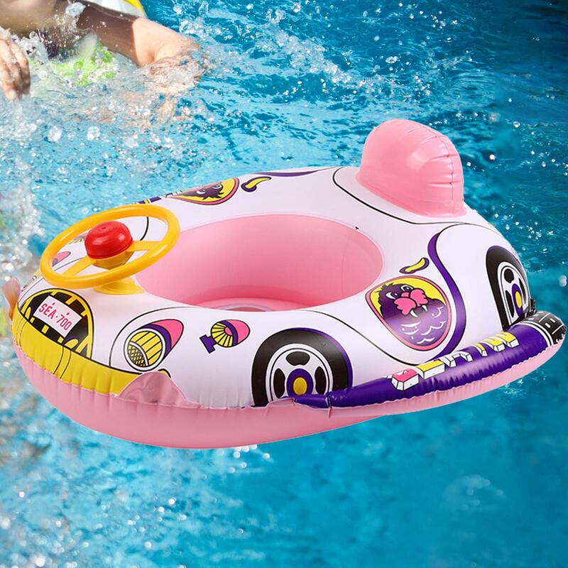 Swimming Pool Rings Air Beds with Steering Wheel Baby Inflatable Floats Baby Swimming Float for Girls Boys Summer Outdoor Babies