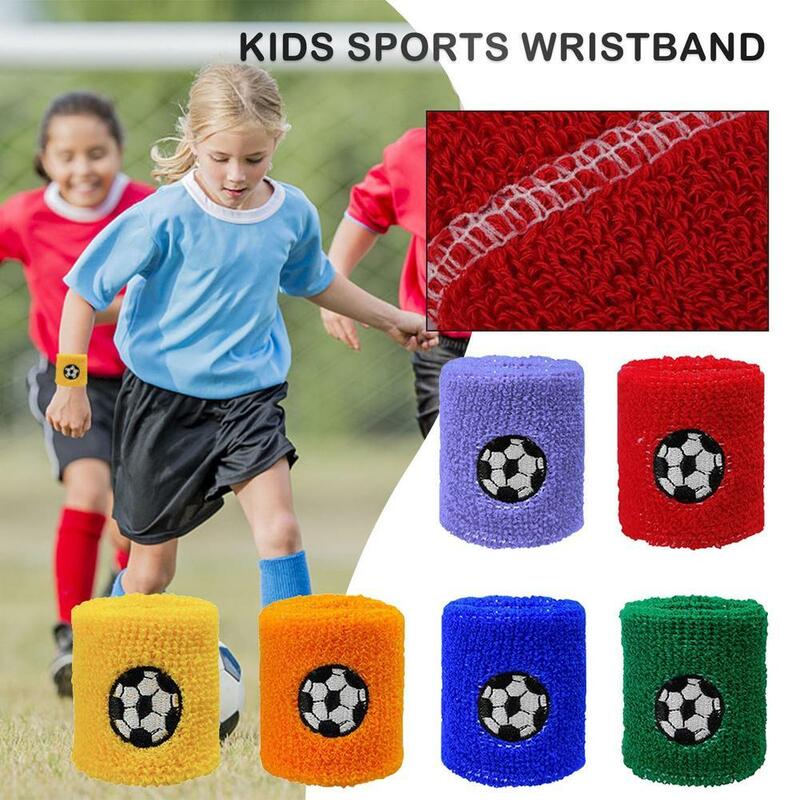 6PCS Bunte Baumwolle Sport Armband Für Kinder Schweißband Handgelenk Schutz Laufende Badminton Basketball Klammer Terry Schweiß Band