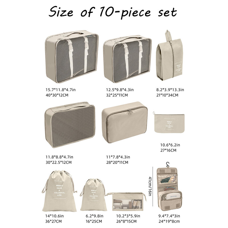 حقيبة تخزين للسفر متعددة الوظائف محمولة ، قابلة للطي ، ملابس ، طقم مرتب ، 7 ، 8 ، 9 ، 10