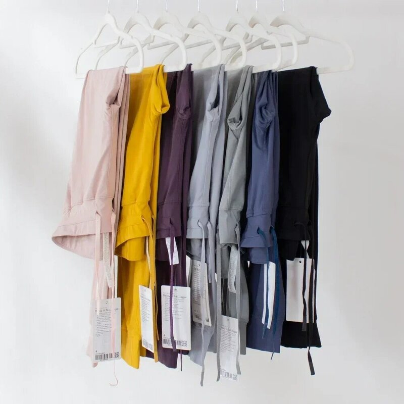 Lulu-Pantalones deportivos de cintura alta para mujer, ropa elástica de cuatro vías, con cordón, informal