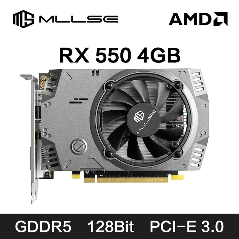 Tarjeta gráfica MLLSE AMD RX 550 de 4GB GDDR5 128Bit DVI HDMI DP PCI-E 3,0 Radeon GPU Rx 550 Gaming Video Card