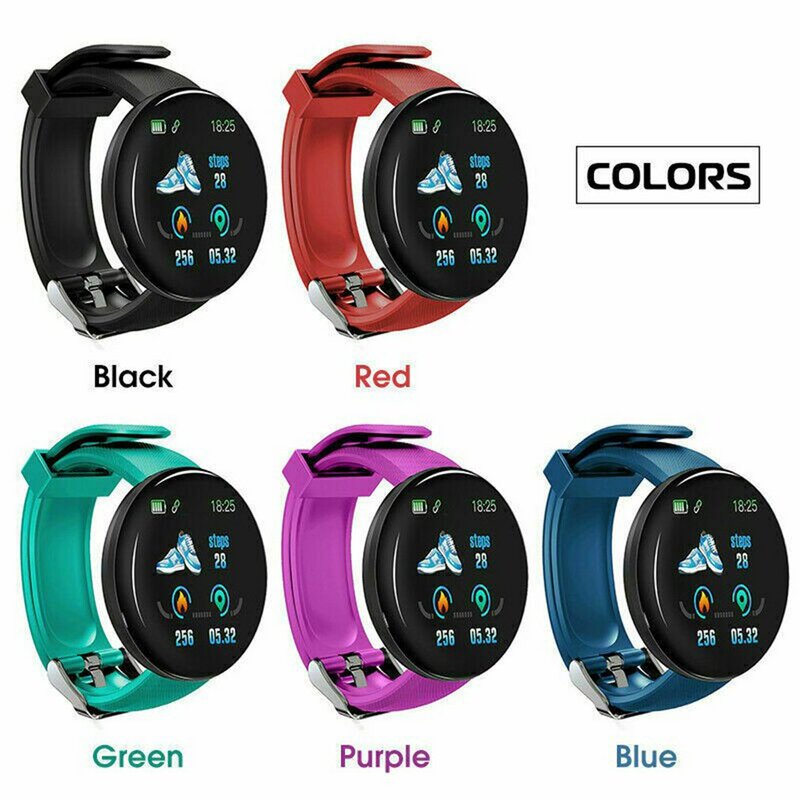 D18S Men/Women1.44inches Smart Watch Color Screen Smartwatch Sports Tracker Blood Pressure Heart Rate Monitor Electron Clock