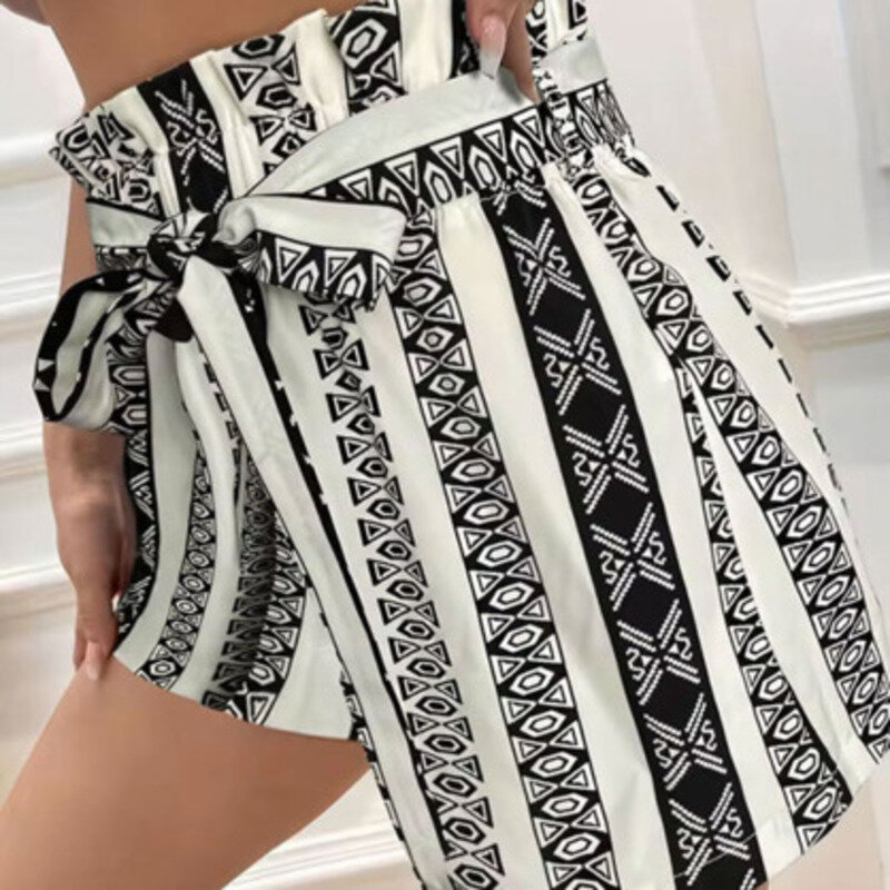 Women 2024 Fashionable Comfortable Dress Belt Printed Casual Outwear Short Casual Pants Women's Shorts Woman Clothes Clothing