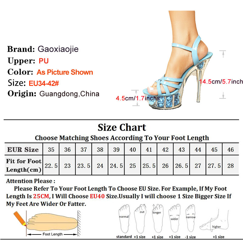 Super High 14.5CM Nightclub Women Heels Fashion Model Stage Show Summer Sandals 2024 New Transparent Platform Pole Dance Shoes