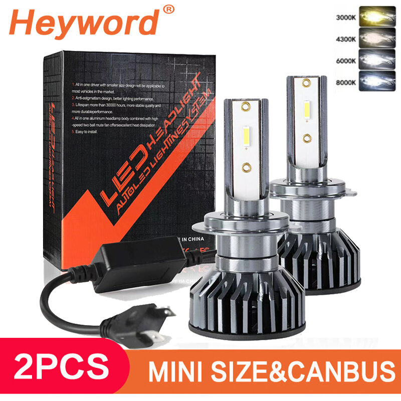 Heyword-Farol LED para carro, 26000lm, 160W, 1860, chip CSP, 3000K, 4300K, 6000K, 8000K, h4, h7, h1, 9005, h7, h11