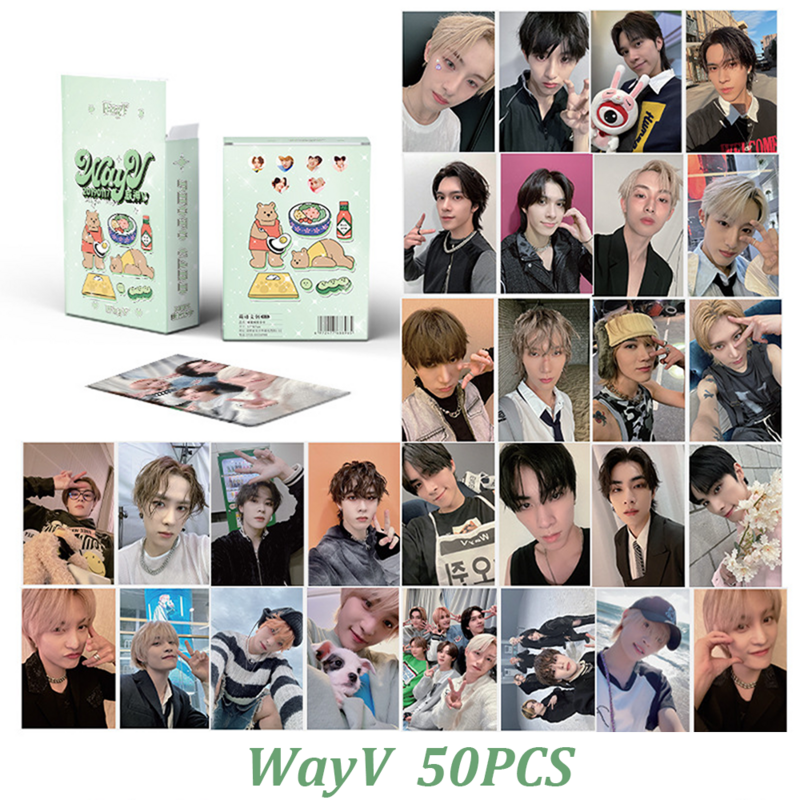 KPOP WayV Selfie Photocards WINWIN Personal 50pcs Laser LOMO Cards KUN TEN YangYang XiaoJun Paper Cards Hendery Fans Collection