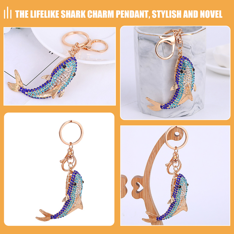 Porte-clés en alliage de pierre précieuse animale pour femmes, porte-clés en biscuits, clé de requin, accessoires de charme
