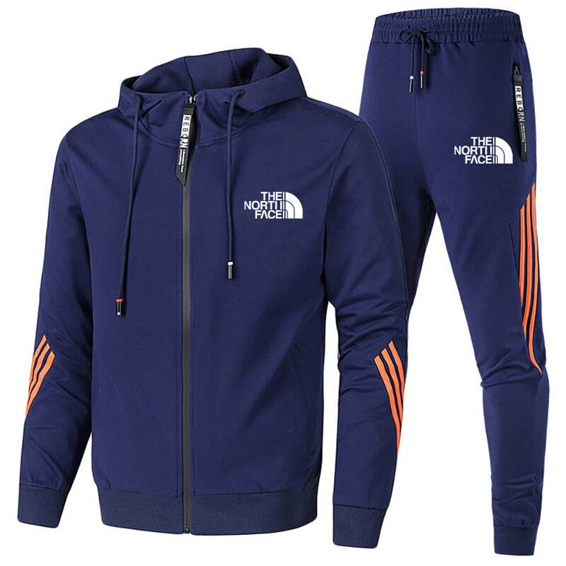 2024 Heren Wintersportpak Slim Fit Merk Sportkleding Vest Lange Mouw Hoge Kwaliteit Hardloop 2 Delige Set + Joggingbroek