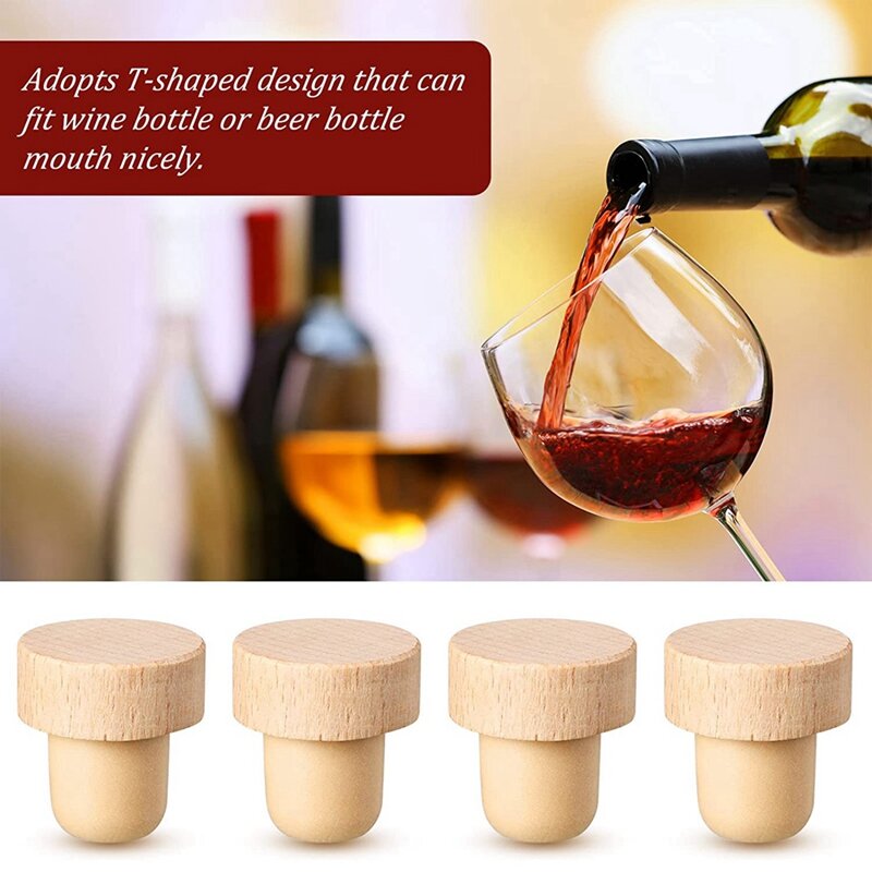 Bouchons de bouteille de vin réutilisables en forme de T, bouchons en liège pour le vin, bouchons en bois et en caoutchouc