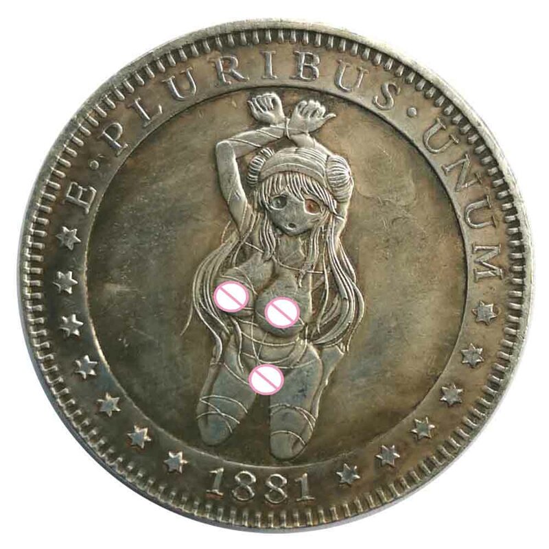 Luxury Nightclub Girl Raising Hands Art Couple Coins Good Luck Fun Pocket Coin Funny Coin Commemorative Lucky Coin+Gift Bag