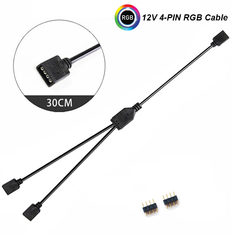 Cable adaptador de extensión AURA RGB de 12V/4 pines, 5V/3 pines, placa base a 2 o 3 4 Conectores divisor Hub F PC tira de luz LED, Stock X