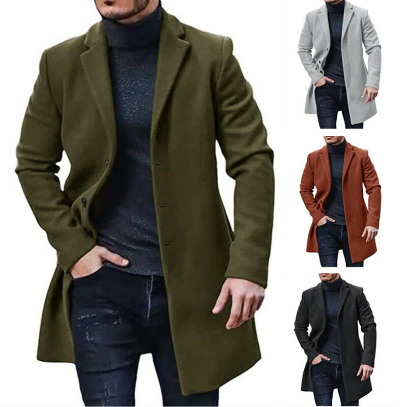 Male Streetwear Jackets Man's Solid Color Casual Outerwear And Coats Single Breasted Lapel Wool Men's Jacket For Spring Winter