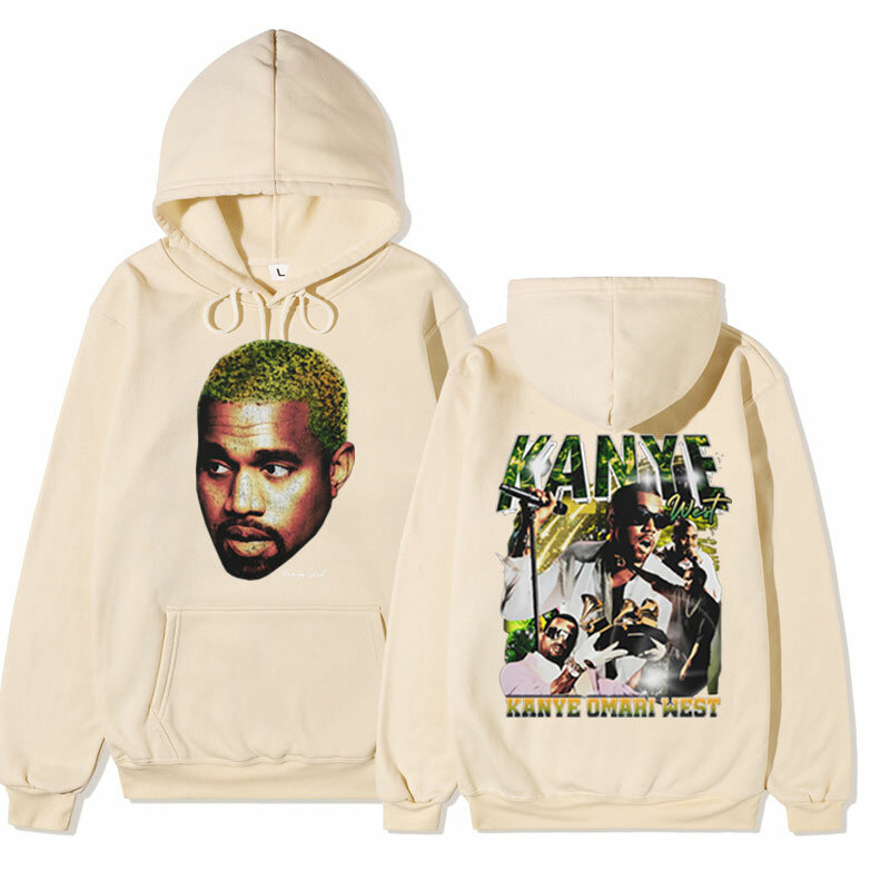 Rapper Kanye West College Hoodie bercetak dua sisi grafis Dropout Pria Wanita Hoodie Vintage Hip Hop pakaian jalanan