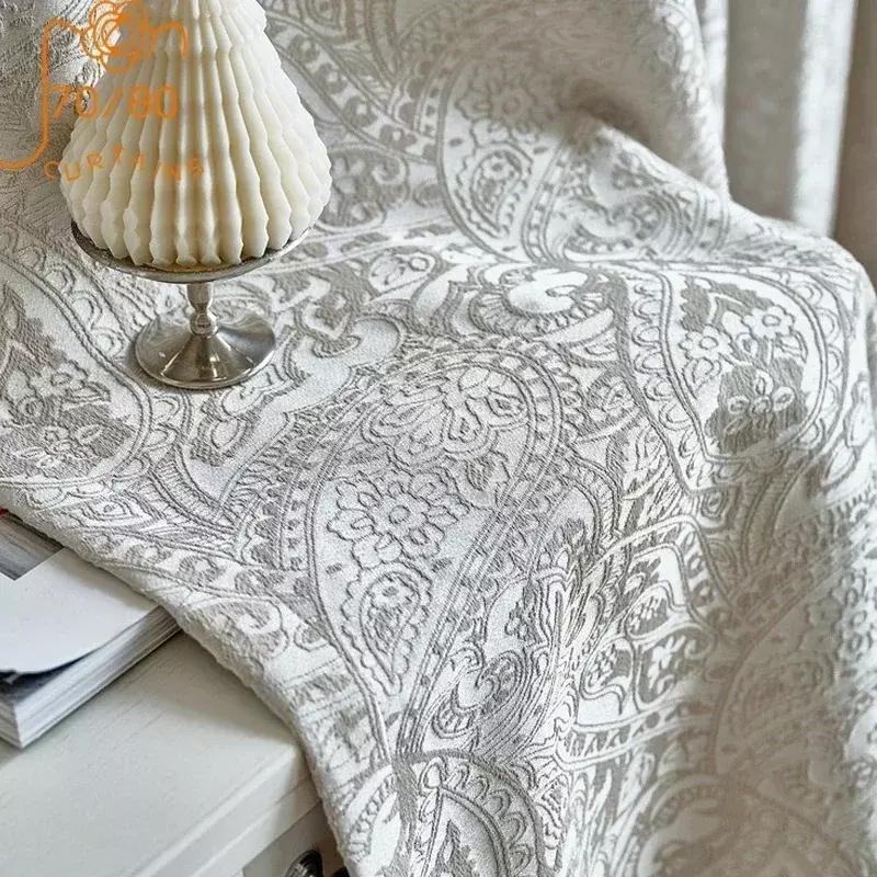 Cortinas opacas de lino y algodón para sala de estar, cortinas gruesas de Jacquard para dormitorio, decoración personalizada del hogar, 2024