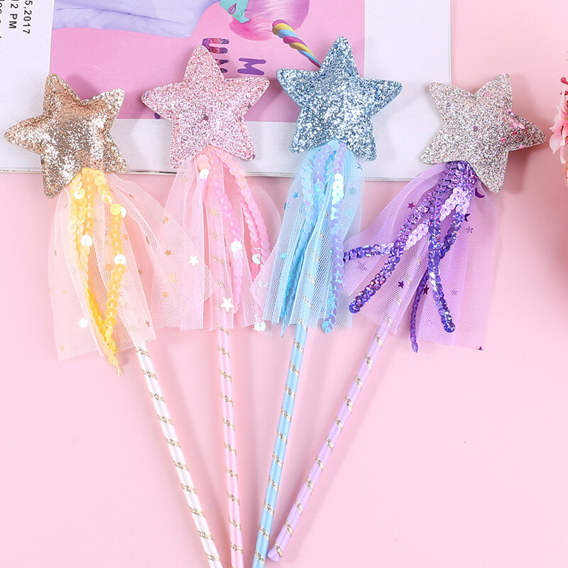 20pcs  Sequin Star Wands Fairy Sticks for Children Princess Girls Party Halloween Birthday Gift Decoration Baby Showers Cosplay