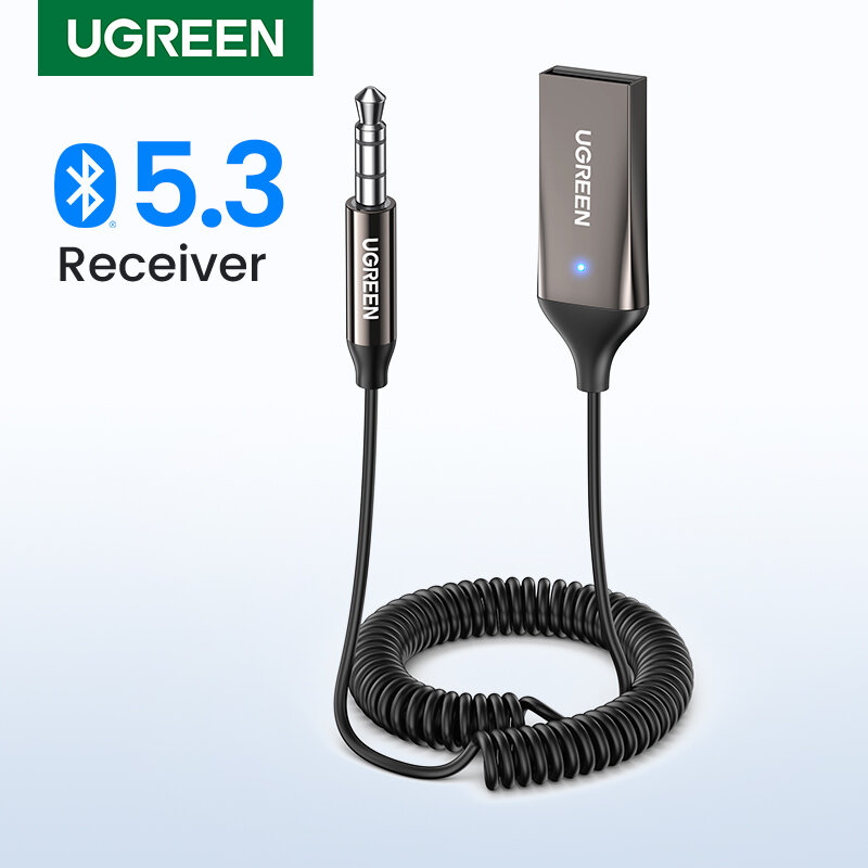 UGREEN-receptor Bluetooth 5,3, adaptador manos libres para coche, kit de Audio AUX, Jack de 3,5mm, receptor inalámbrico de música para coche, transmisor BT