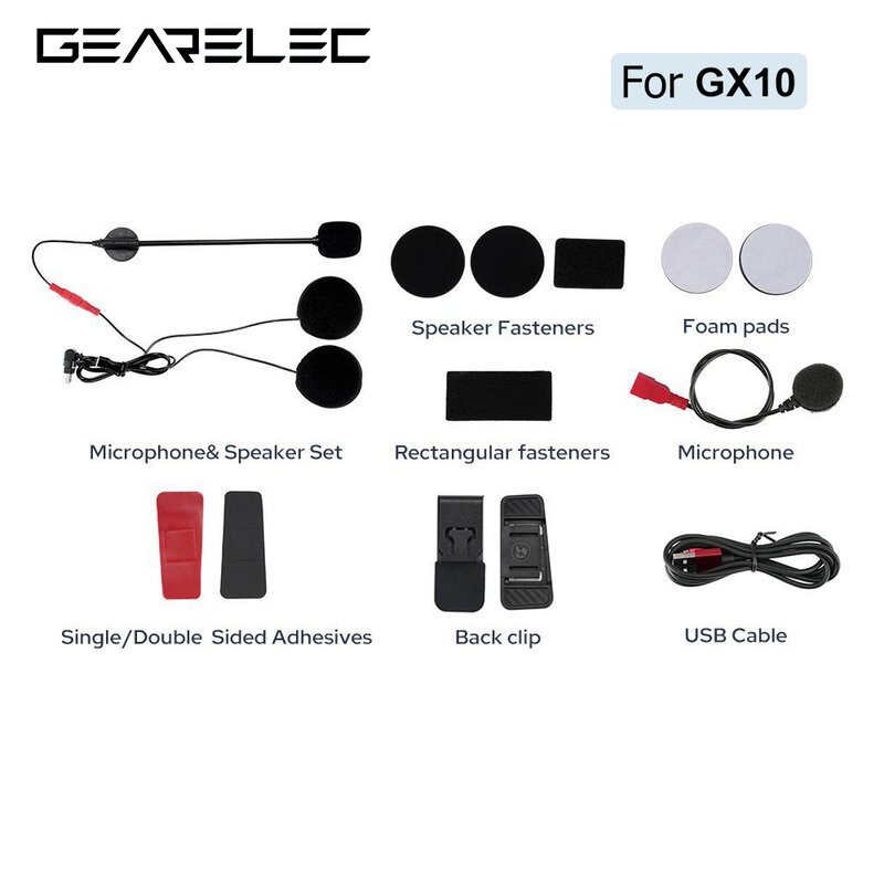 Fone de ouvido estéreo tipo C para GEARELEC, interfone de motocicleta, microfone macio e rígido, alto-falante acessórios