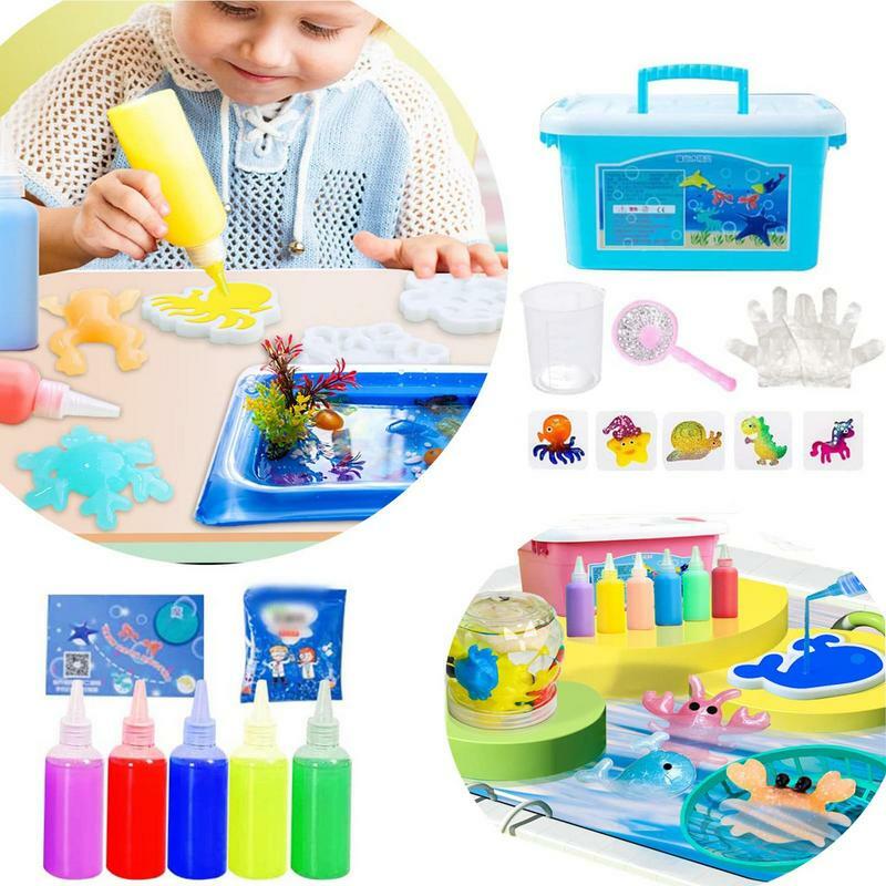 Kit de cuentas de animales acuáticos DIY, juguetes de criaturas de la vida marina, molde de figuras de juguete coloridas para niños y niñas, regalo de fiesta, juego de 5 colores/6 colores