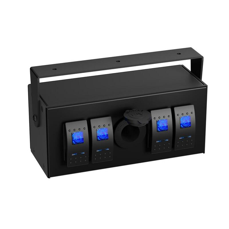 4-Gang-Wippschalter 12V/24V 20 Ampere blau beleuchtetes Kippschalter feld mit USB-Ladegerät für Schiffs fahrzeuge
