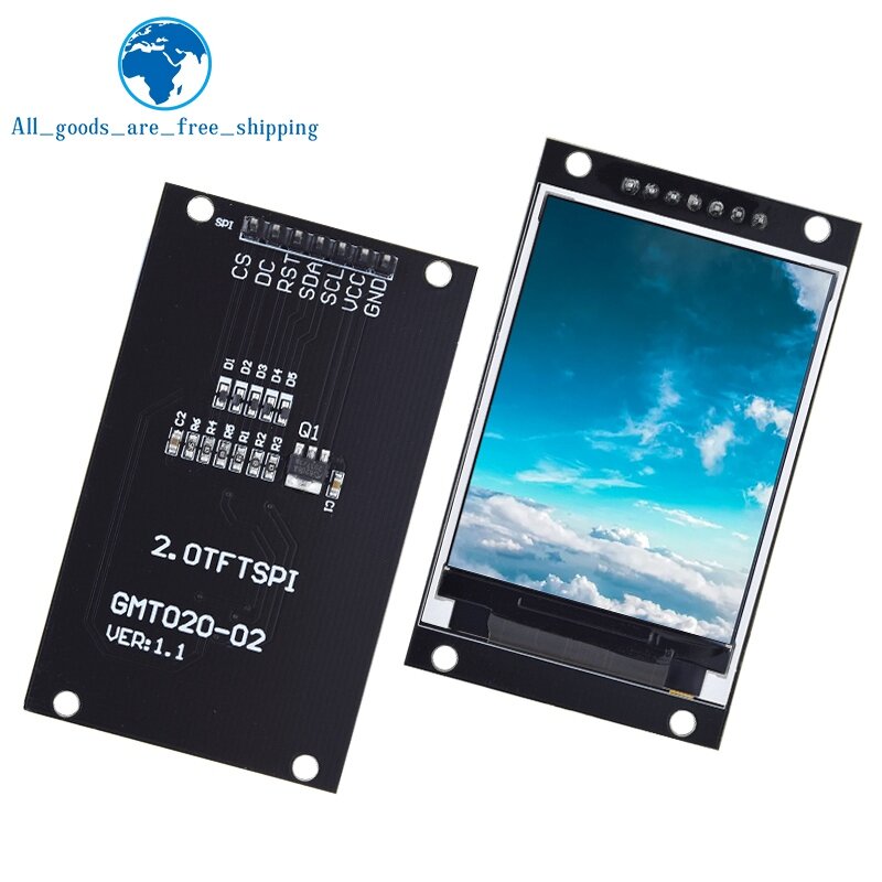 TZT OLED LCD Display Drive Module, Dot-Matrix SPI Interface para Arduio, Full Color, TFT, 2.0 Polegada, IC, ST7789V, 240RGBx320