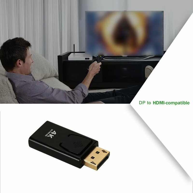 Adaptador de Dp a HDMI 4K, conector niquelado Compatible con Displayport Revolution, HDMI hembra Dp a HDMI