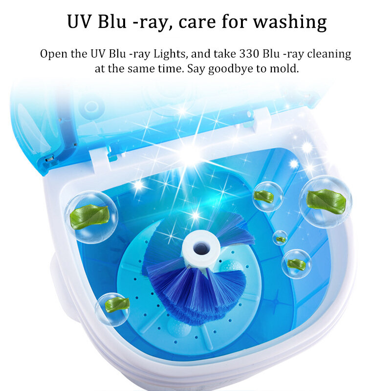 Lavadora de zapatos semiautomática para bebés, barril pequeño para el hogar, 110V, Luz Azul UV
