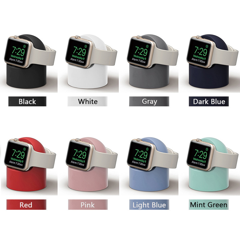 Support de chargeur pour Apple Watch Series Ultra, 8, SE2, 7, 6, SE, 4/3, 49mm, 45mm, 44mm, 42mm, 41mm, 40mm, 38mm, Durable mode table de nuit en silicone, table de chevet