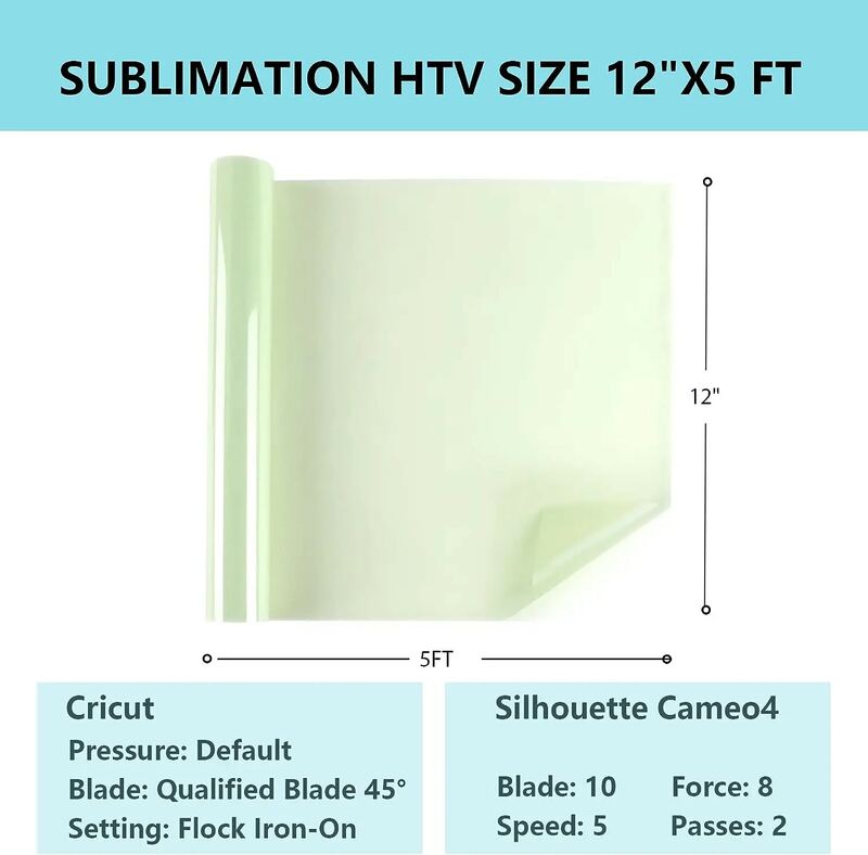 Htvront 12inx5ft Sublimatie Htv Voor Donkere Stof Glanzend/Matte Sublimatie Vinyl Wash Duurzaam Voor T-Shirts/Tas/Hoed/Kussen