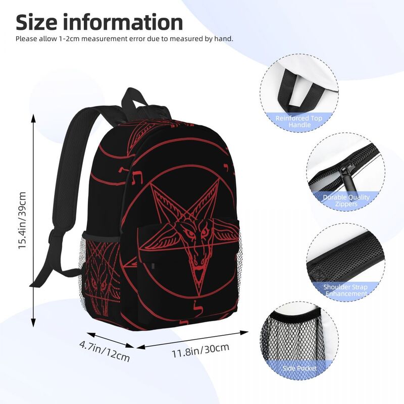 Baphomet-mochila de cabra satánica para niños y niñas, morral escolar de dibujos animados, mochila de viaje, bolso de hombro de gran capacidad