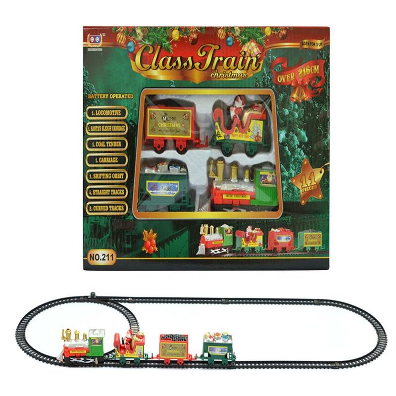 1 Set Kerst Elektrische Trein Speelgoed Rail Auto Mini Trein Met Geluid Kerst 2024 Nieuwe Boom Licht Speelgoed Decors Jaar Track Kid F N6k8