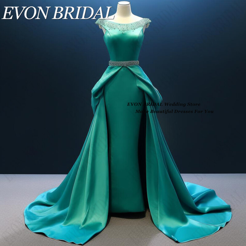 Элегантные атласные вечерние платья EVON с бусинами для невесты, бисером, а-силуэт, формальные свадебные вечерние платья, женское платье для вечеринки в Саудовской Аравии, роскошное платье Элегантное вечернее платье из