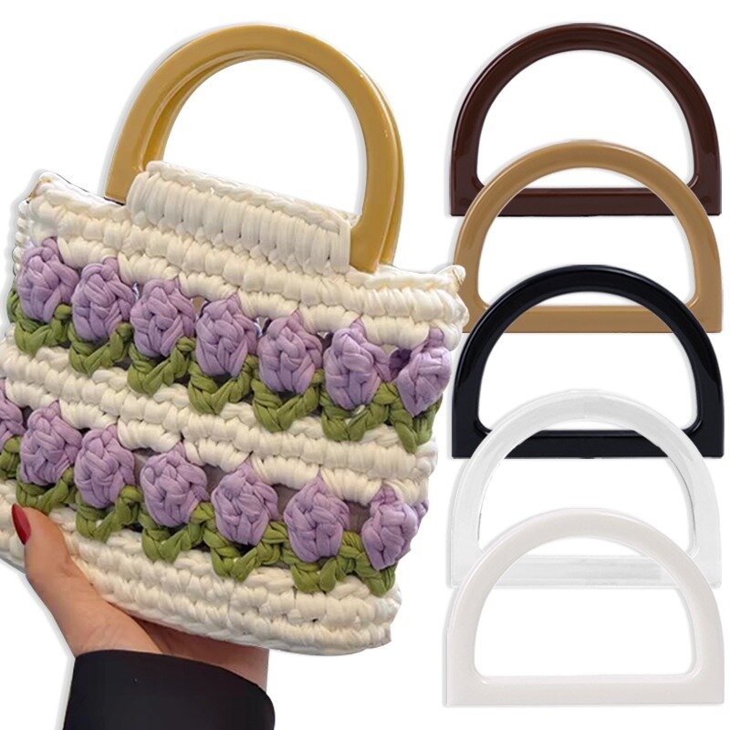 Sostituzione della maniglia della borsa in resina di legno a forma di D borse fai da te fatte a mano accessori borsa borsa Tote Handle nuove maniglie semicircolari