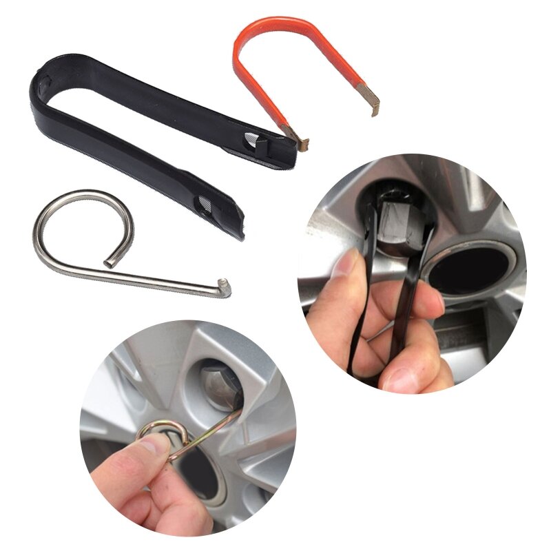 Tampas de porca de parafuso da roda cobre extrator ferramenta centro capa tampa remoção gancho clipes ferramentas para a maioria dos carros modelo