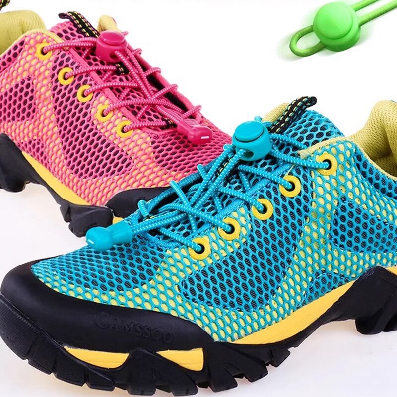 Cordones elásticos de bloqueo de estiramiento para zapatillas de deporte, cordones de zapatos de bloqueo rápido para correr, trotar y triatlón, 23 colores, 1 par