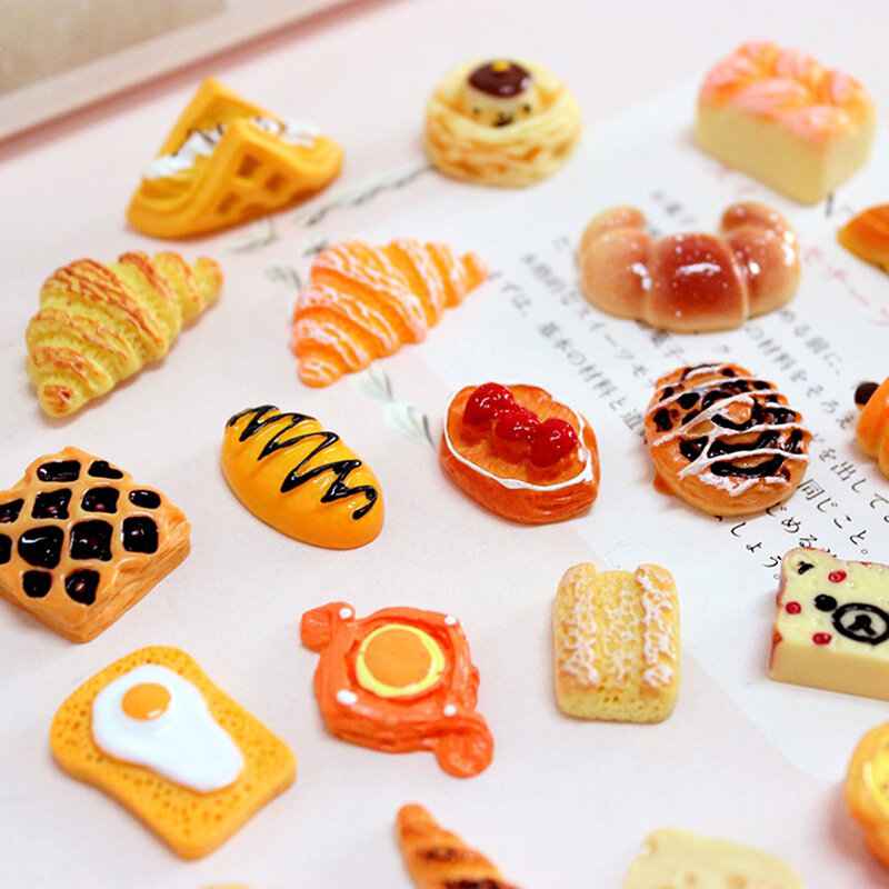 Faux aliments artificiels miniatures pour enfants, gâteau, pain, biscuit, modèle de maison de courses, accessoires de cuisine, décor de maison au beurre, jouets, 3 pièces