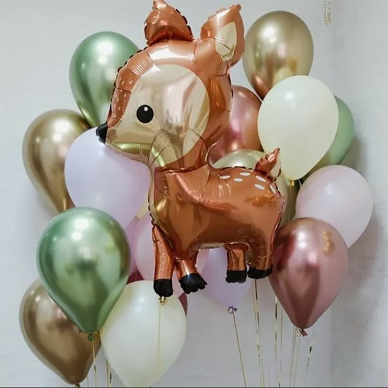 さまざまな色のアルミニウム風船,1セット,動物のモチーフ,出生前のパーティー,誕生日,子供用の装飾用品