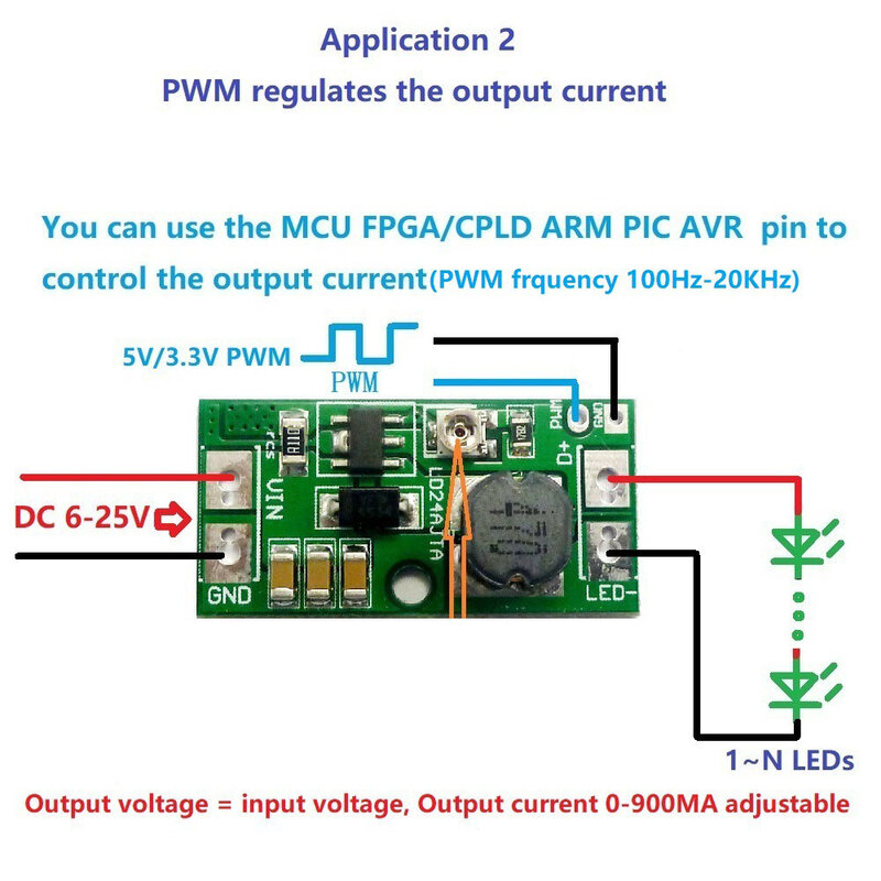 調整可能なLEDモーター付きコンバーター,定電流0-900ma,9v,12v,18v,24v,20w,DC-DC