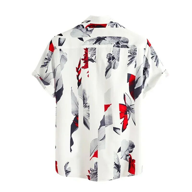 The most fashionable men's social shirt summer sleeve Hawaiian skirt tight shirt men's shirt