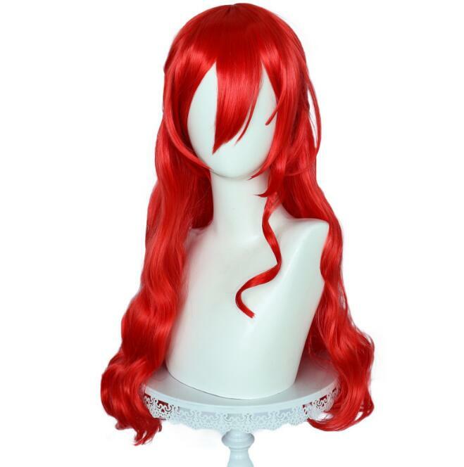 Himeko-Peluca de fibra sintética para Cosplay, cabellera larga y rizada, color rojo grande, juego Honkai
