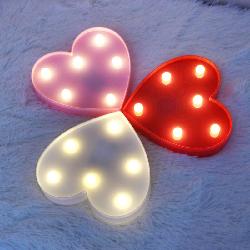 3D Love Heart Marquee โคมไฟในร่มคริสต์มาสตกแต่งโคมไฟ LED Night Light งานแต่งงานโรแมนติกของขวัญวันวาเลนไทน์