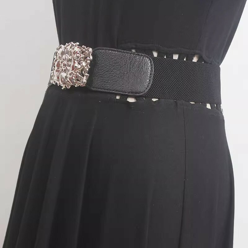 Women's Fashion  Elastic PU Leather Cummerbunds Female Dress Corsets Waistband Belts Decoration Wide Belt R2674